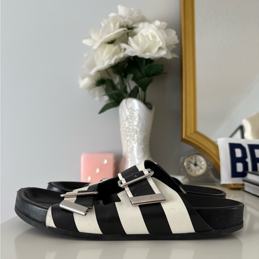 GIVENCHY Black and White Birkenstock Style Sandals